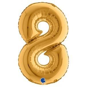 PALLONCINO MYLAR NUMERO 8 ORO 36CM