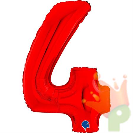 PALLONCINO MYLAR NUMERO 4 ROSSO 36CM