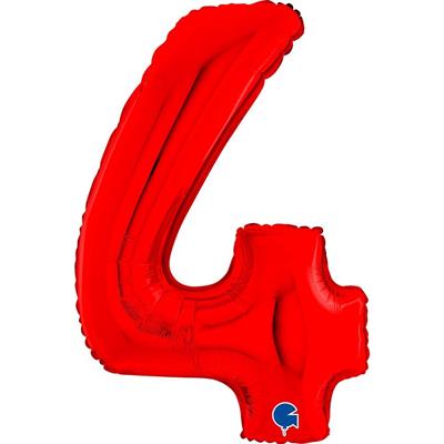 PALLONCINO MYLAR NUMERO 4 ROSSO 36CM