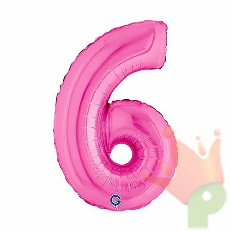 PALLONCINO MYLAR NUMERO 6 FUCSIA 36CM
