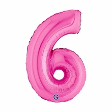 PALLONCINO MYLAR NUMERO 6 FUCSIA 36CM