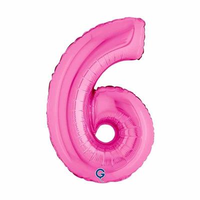 PALLONCINO MYLAR NUMERO 6 FUCSIA 36CM