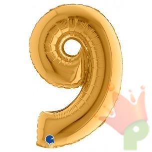 PALLONCINO MYLAR NUMERO 9 ORO 36CM