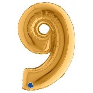 PALLONCINO MYLAR NUMERO 9 ORO 36CM
