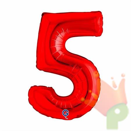 PALLONCINO MYLAR NUMERO 5 ROSSO 36CM