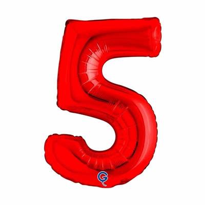 PALLONCINO MYLAR NUMERO 5 ROSSO 36CM