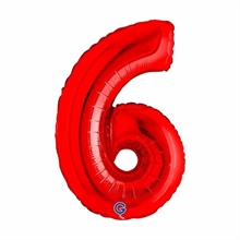 PALLONCINO MYLAR NUMERO 6 ROSSO 36CM