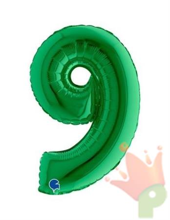 PALLONCINO MYLAR NUMERO 9 VERDE 36CM