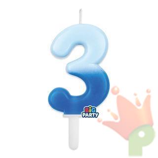 CANDELINA TINY PLUMP NUMERO 3 OCEANO 7CM