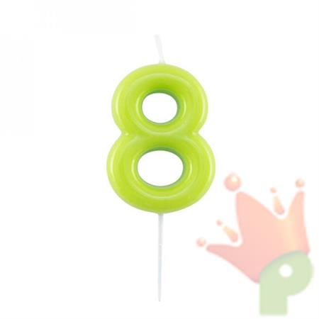 CANDELINA NUMERO 8 GLOSSY VERDE LIME CON PICK 10,5 CM