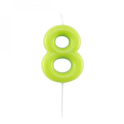CANDELINA NUMERO 8 GLOSSY VERDE LIME CON PICK 10,5 CM