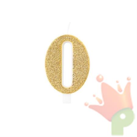 CANDELINA NUMERO 0 BIO ORO GLITTER 9,5 CM
