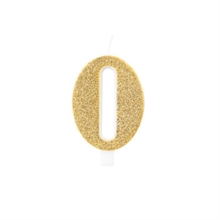 CANDELINA NUMERO 0 BIO ORO GLITTER 9,5 CM