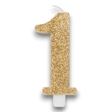 CANDELINA NUMERO 1 BIO ORO GLITTER 9,5 CM