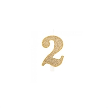 CANDELINA NUMERO 2 BIO ORO GLITTER 9,5 CM