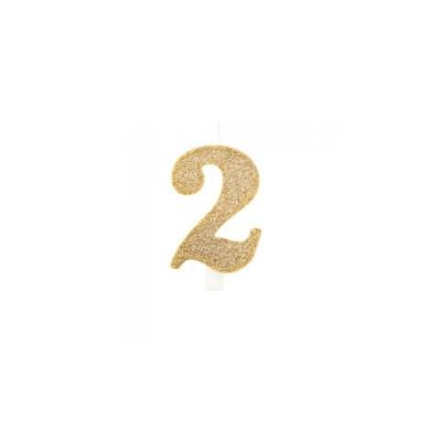CANDELINA NUMERO 2 BIO ORO GLITTER 9,5 CM