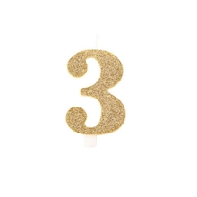 CANDELINA NUMERO 3 BIO ORO GLITTER 9,5 CM