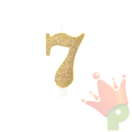 CANDELINA NUMERO 7 BIO ORO GLITTER 9,5 CM