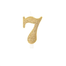CANDELINA NUMERO 7 BIO ORO GLITTER 9,5 CM