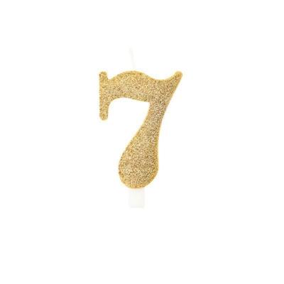 CANDELINA NUMERO 7 BIO ORO GLITTER 9,5 CM