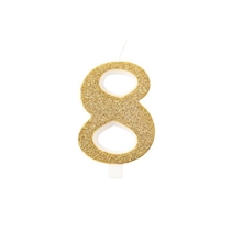 CANDELINA NUMERO 8 BIO ORO GLITTER 9,5 CM