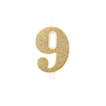 CANDELINA NUMERO 9 BIO ORO GLITTER 9,5 CM