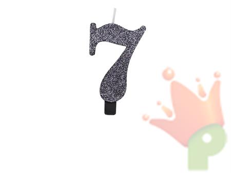 CANDELINA NUMERO 7 BIO NERO GLITTER 9,5 CM