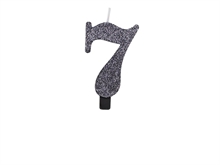 CANDELINA NUMERO 7 BIO NERO GLITTER 9,5 CM