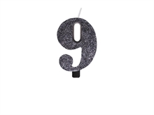 CANDELINA NUMERO 9 BIO NERO GLITTER 9,5 CM