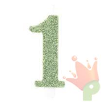 CANDELINA NUMERO 1 BIO SALVIA GLITTER 9,5 CM