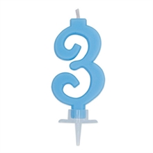 CANDELINA NUMERO 3 CERA ITALIC CELESTE 7CM