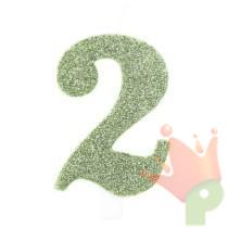 CANDELINA NUMERO 2 BIO SALVIA GLITTER 9,5 CM