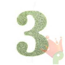 CANDELINA NUMERO 3 BIO SALVIA GLITTER 9,5 CM