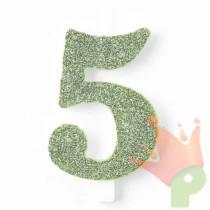 CANDELINA NUMERO 5 BIO SALVIA GLITTER 9,5 CM