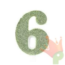 CANDELINA NUMERO 6 BIO SALVIA GLITTER 9,5 CM