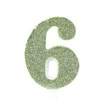 CANDELINA NUMERO 6 BIO SALVIA GLITTER 9,5 CM