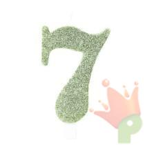 CANDELINA NUMERO 7 BIO SALVIA GLITTER 9,5 CM