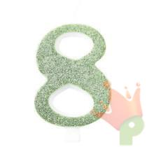 CANDELINA NUMERO 8 BIO SALVIA GLITTER 9,5 CM