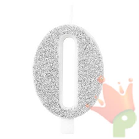 CANDELINA NUMERO 0 BIO ARGENTO GLITTER 9,5 CM