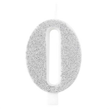 CANDELINA NUMERO 0 BIO ARGENTO GLITTER 9,5 CM