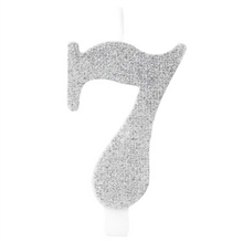 CANDELINA NUMERO 7 BIO ARGENTO GLITTER 9,5 CM