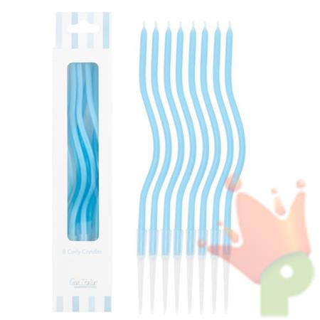 CANDELINE CURLY 8PZ AZZURRO 12.5CM