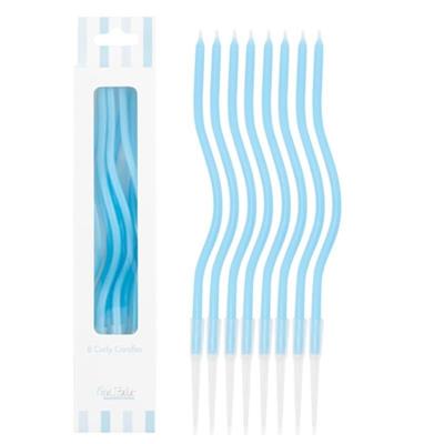 CANDELINE CURLY 8PZ AZZURRO 12.5CM