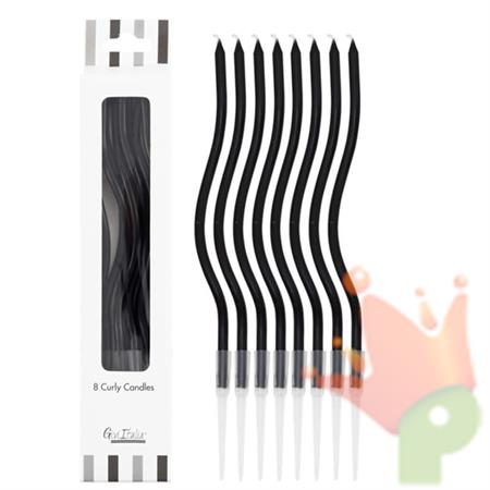 CANDELINE CURLY 8PZ NERO 12.5CM