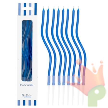CANDELINE CURLY 8PZ BLU 12.5CM