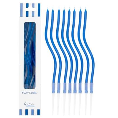 CANDELINE CURLY 8PZ BLU 12.5CM