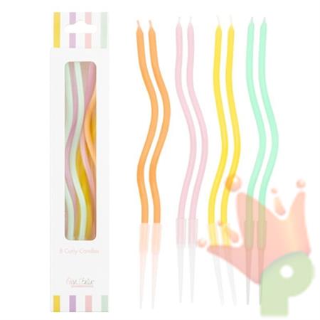 CANDELINE CURLY 8PZ COLORI PASTELLO 12.5CM