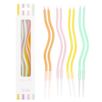 CANDELINE CURLY 8PZ COLORI PASTELLO 12.5CM