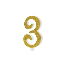 CANDELINA NUMERO 3 GLITTER ORO 10 CM
