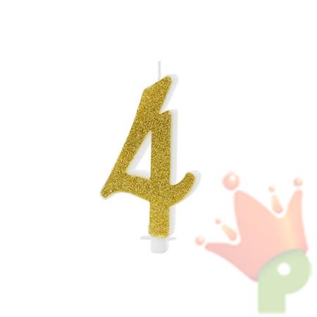 CANDELINA NUMERO 4 GLITTER ORO 10 CM